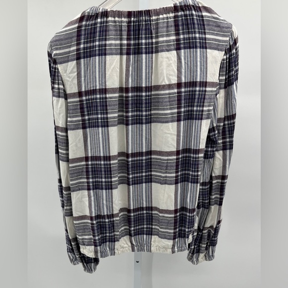 Anthropologie Cloth & Stone  Glacier Plaid Blouse - Size Small - Picture 5 of 10